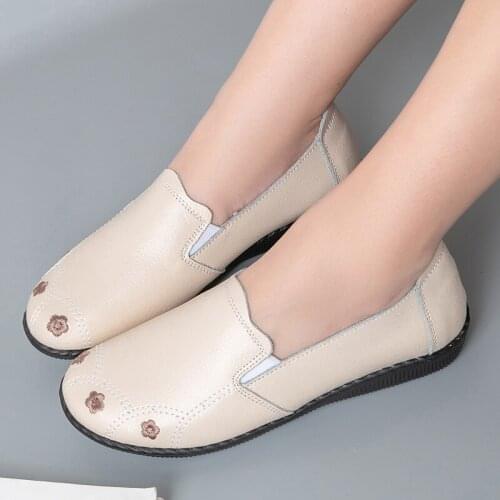 Women Flats Roman Style Women Shoes White Loafers For Women Nurse Casual Flat Shoes Genuine Leather Zapatos Mujer Sneakers Women