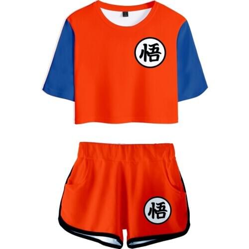 Anime Role Suit 3D Tracksuit Women Two Piece Set Summer Short Sleeve Crop Top + Shorts Girls Casual Cosplay Streetwear