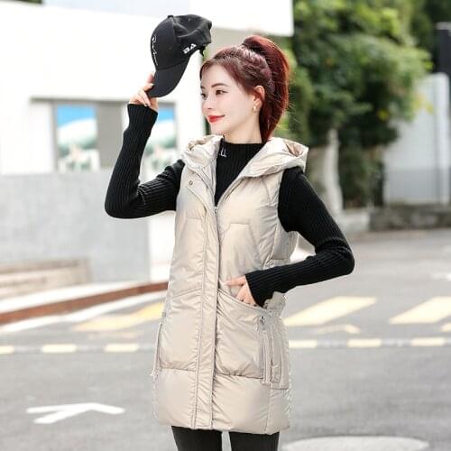Winter Womens Vests New 2021 Vest Women Sleeveless Jacket Long Slim Spring And Autumn Thick Warm Coat Female Waistcoat Black