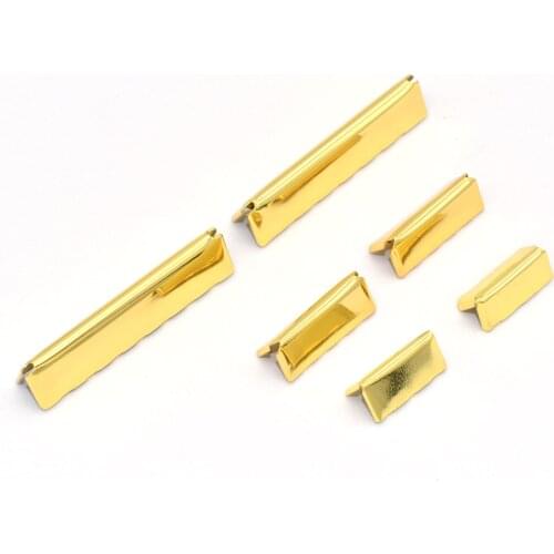 Gold Ribbon End Clamps With Loop End Fastener Lanyard Clip Ribbon Cord Rope Clips Leather End Crimps Webbing Key Fob