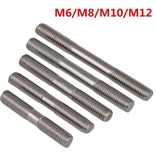 1-5Pcs M6 M8 M10 M12 Metric Standard 316 Stainless Steel Stud Bolts Screw Rod Tooth Stick Double Head Stud Srod Bolt