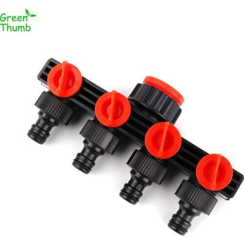 1pc 4 ways Valve Hose Splitter For 3/4"/1" Pipe 16mm Hose Easy Control Water Plastic Agricltural Garden Irrigation Connector