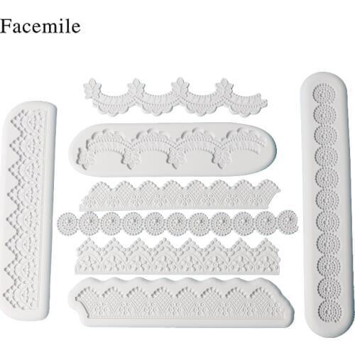 1PCS Texture Lace Flower Silicone Mat Fondant Mold Cake Decorating Pastry Gumpaste Sugarcraft Broder Decoration Mold for Baking