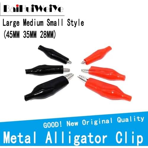 10Pcs/Lot 28MM 35MM 45MM Metal Alligator Clip G98 Crocodile Electrical Clamp Testing Probe Meter Black Red Plastic Boot Car Auto
