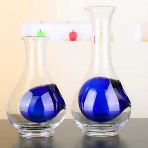 300-500Ml Creative Wine Bottle Jug Lead-Free Crystal Glass Blue Heart Ice Hip Flask Whiskey Sake Decanter Pourer Bar Tool