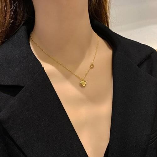 316L Stainless Steel New Fashion Fine Jewelry Vintage M Geometric Love Heart Charms Chain Choker Necklaces Pendants For Women