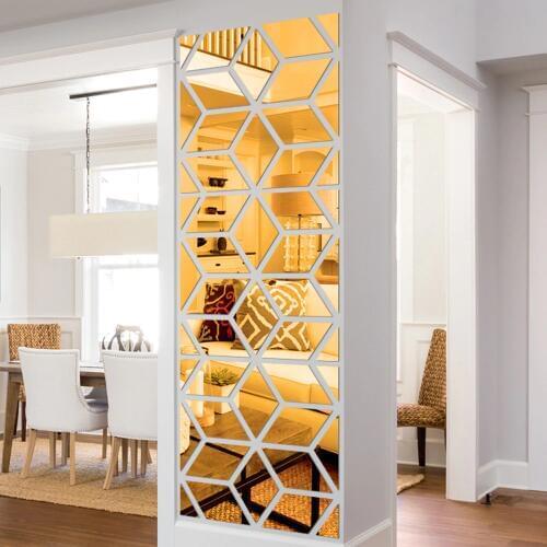 3D DIY Decals Acrylic Wall Sticker Mirror Stickers Modern Decoration Geometry Living Room Wall Decor Mirrored Sticker Home Decor