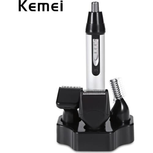 Kemei 4 in 1 Professional Hair Trimmer Rechargeable Nose Beard Ear Eyebrow Hair Trimmer Safe Face Care Razor Clipper For Men