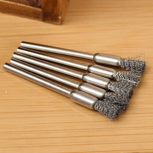 5Pcs 5mm Pencil Polishing Brush Stainless Steel Wire Brushes Polishing Wheel Brush for Dremel Rotary Tool for Drill Cleaning