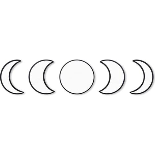 5pcs Moon Phase Decorative Mirror Wall Stickers Wall Decal Home Decor Poster