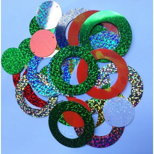 500g Large Round Circle Sequins 50mm PVC Flat Hologram For Crafts Wedding Decoration 2pcs Set Solid Light Pink Light Green
