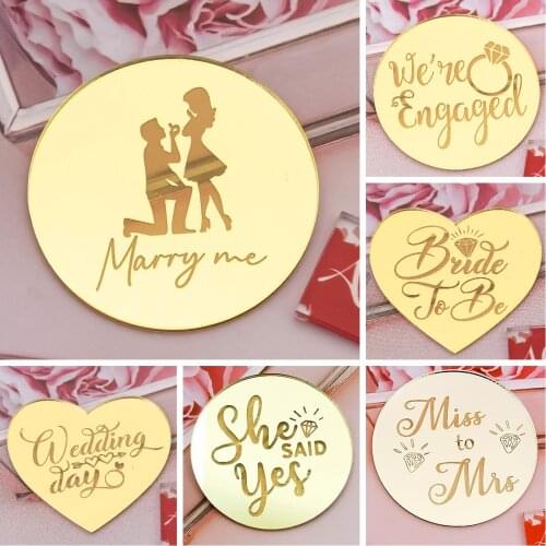 Gold Silver Rose Gold Acrylic Round Happy Birthday Anniversary Cupcake Topper Eid Mubarak Dessert Circle Disc Cake Decorations
