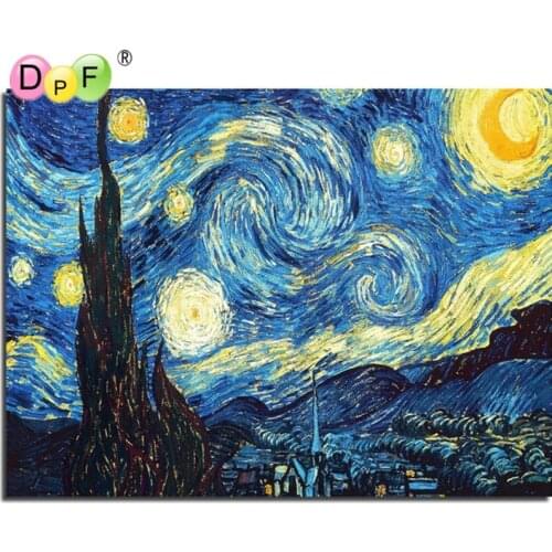 New 3D DIY Diamond Painting Cross Stitch Crystal Van goghs starry sky Diamond Embroidery Mosaic pattern Rhinestone Home Decor