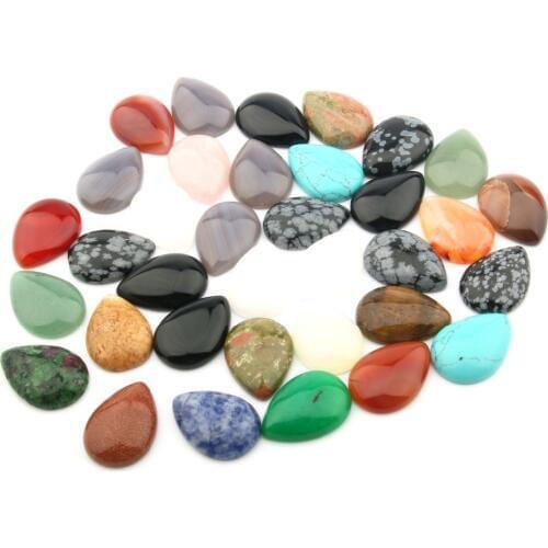 10Pcs Natural Stones Tiger Eye/agate Cabochon Water Drop Shape No Hole Beads For Making Jewelry DIY Ring Accessories Loose Beads