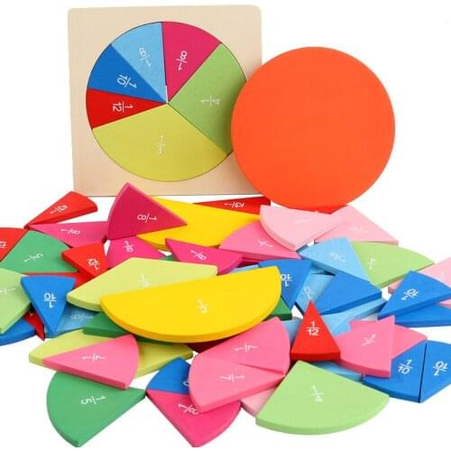 Montessori Math Score Board Educational Toys Geometric Shape Round Equal Parts Size Cognitive Score Learning Kids Wooden Toys