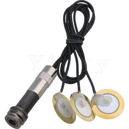Yibuy 3 Sensor Guitar Piezo Contact Microphone Pickup Black with 6.35mm Jack