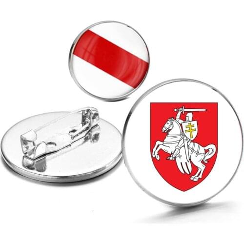 Hot Republic of Belarus Symbol Badge crystal Glass Brooches Coat of Arms of Belarus Historical Flag Brooch/Badges/Lapel Pins