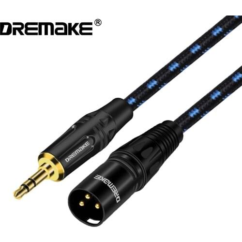 DREMAKE 3.5mm to XLR Microphone Cable 1/8 Inch Male to XLR Male Unbalanced XLR to 3.5mm Stereo Cable for Studio Audio Console