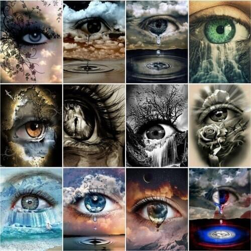 AZQSD Painting By Number Portrait Drawing On Canvas Paint By Numbers Diy Frame Eyes Kits Modern Wall Art Gifts