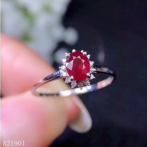 KJJEAXCMY boutique jewelryar 925 Pure Silver Embedded Natural Chicken Blood Ruby Female Ring Support Detection