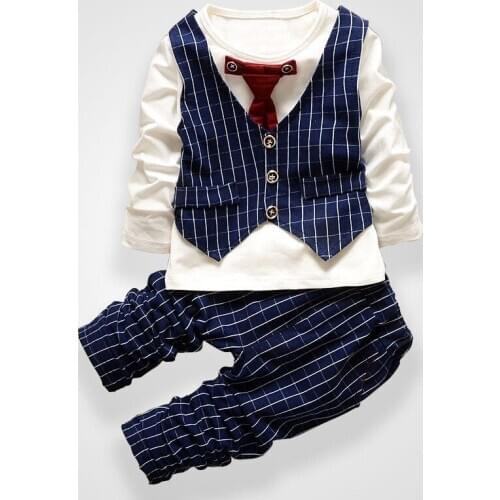 Baby Boy Gentleman Clothing Set Spring 2015 Children Infant Cotton Long Sleeved Pants Wedding Clothing Kid Handsome two-piece