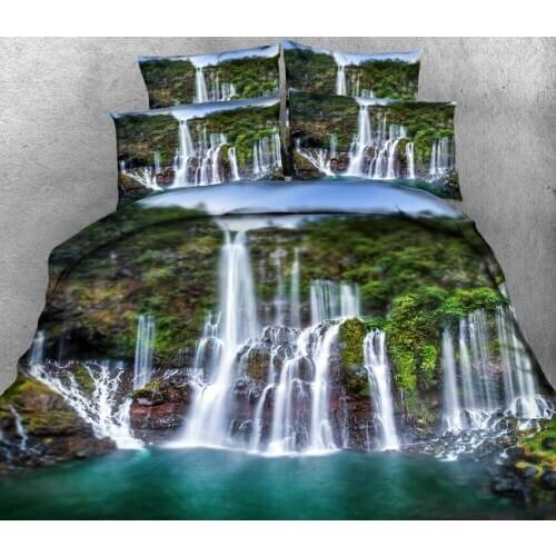 Custom Waterfall Bedding Sets 3D Bedsheet Duvet Cover Pillowcase Twin King Size Queen Bed Linen California King Bed Decorate