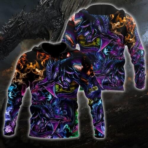 Beautiful Dragon colorful 3D Printed Men Hoodie Autumn and winter Unisex Sweatshirt Zip Pullover Casual Streetwear KJ430