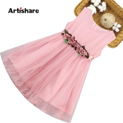 Girl Summer Dress Mesh Party Dress For Kids Girl Lace Floral Child Dress Floral Clothes For Girls 6 8 10 12 14