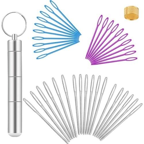 LMDZ 40 Pcs Large Eye Blunt Sewing Needles, Yarn Needle Set, 1.58Inch/1.97Inch/2.36Inch Sewing Stitch Needle Handmade Needle