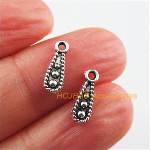 Fashion 90Pcs Tibetan Silver Color Tiny Waterdrop Teardrop Charms Pendants 4x12mm