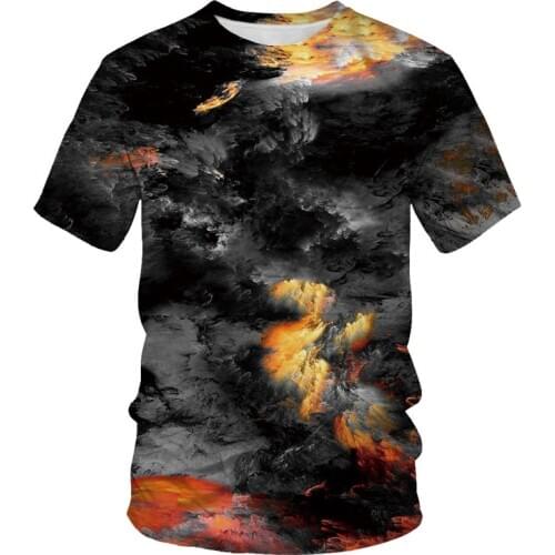 Casual fashion new products painting graffiti 3d printing mens short-sleeved t-shirt factory direct sales casual loose painting