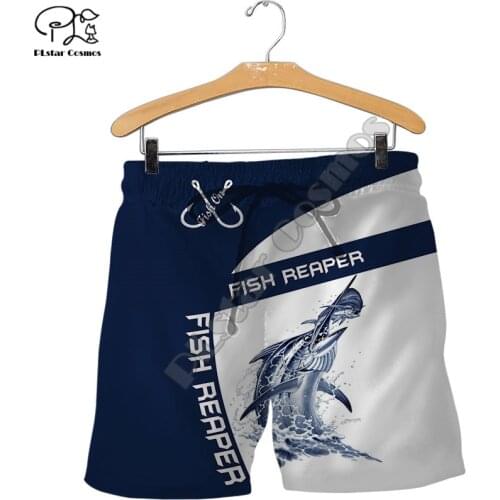 PLstar Cosmos Fishing Hooked Mens Shorts Cool Fashional Summer Casual Shorts Harajuku 3D Printed Loose Beach Comfortable F22