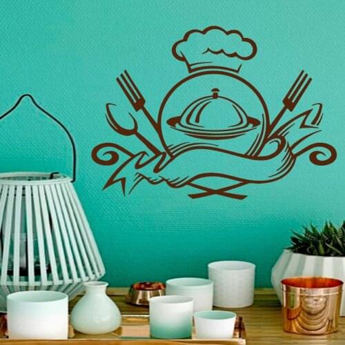 Wall Decals Food Emblem Ready to Eat Meal Kitchen Cafe Interior Design Home Art Mural Vinyl Decal Sticker Kids Room Decor