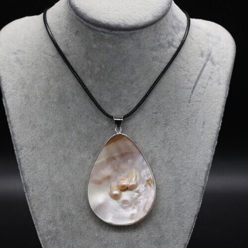 Natural Pearl Shell Necklace With Pendant Leather Cord 2MM Charms For Elegant Women Love Romantic Gift