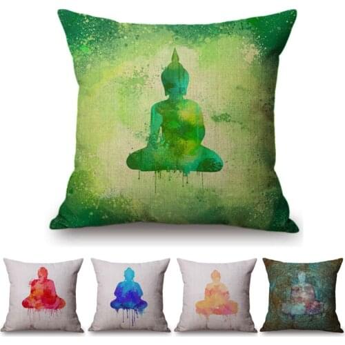 Chinese Thailand Style Cushion Cover Buddha Art Vintage Throw Pillow Covers Buddhism Interior Car Decorative Waist Pillows
