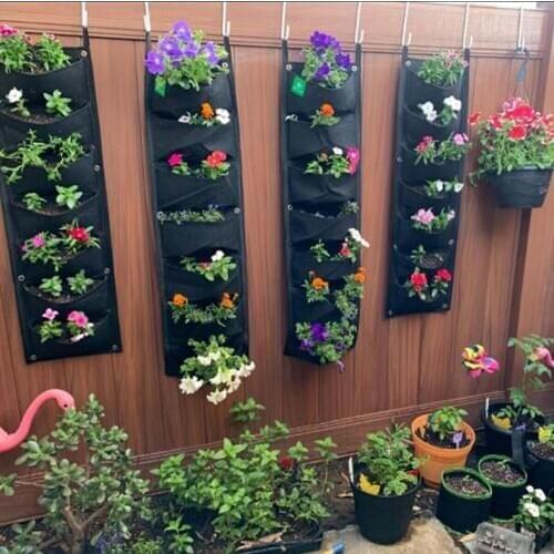 New 100*30cm Vertical Garden Planter Wall-mounted Planting Flower Grow Bag 7 Pocket Vegetable Living Garden Bag Home Supplies