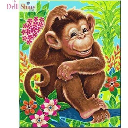 New 5D DIY Diamond Embroidery Monkey 3D Diamond Painting Full Square Resin Rhinestone Animal Mosaic cross sticth Decor wall art