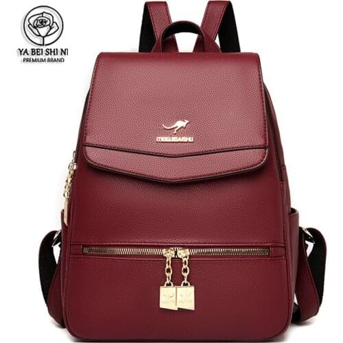 New High Quality Leather Backpack For Women High Capacity Travel Backpack Luxury Designer Ladies Bags 2021 Girls Schoolbags Sac