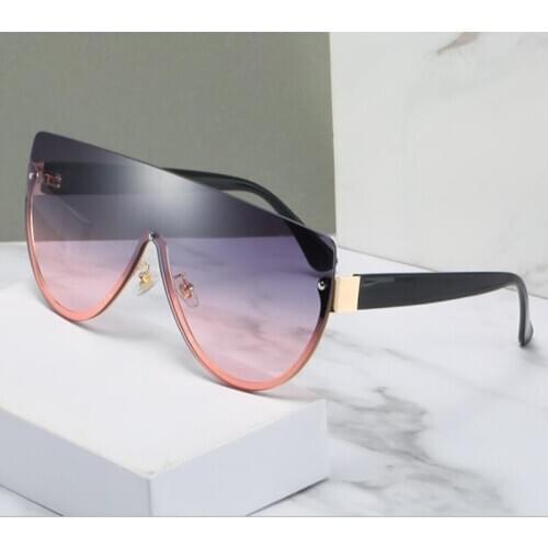New Brand Gradient pilot Sunglasses Men Women Fashion Rimless Oversized Shades Glasses Vintage Sun Glasses For Female UV400