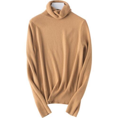 Pure wool solid knit women fashion turtleneck short pullover sweater black 4color M-XL