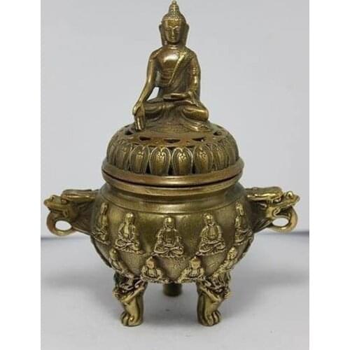 China Copper Buddha Dragon Incense Burner