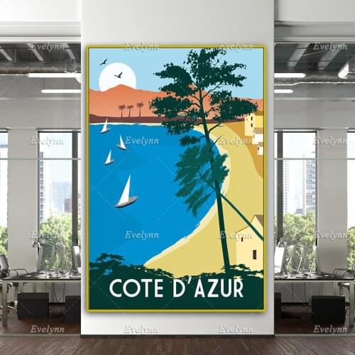 Cote D'Azur Travel Poster, Cote D'Azur Travel Print, Cannes Travel Print, Cannes Poster, Home Decor Canvas Wall Art Prints Gift
