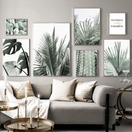 Nordic Posters And Prints Monstera Banana Leaf Palm Giant Cactus Green Art Canvas Painting Wall Pictures For Living Room Decor