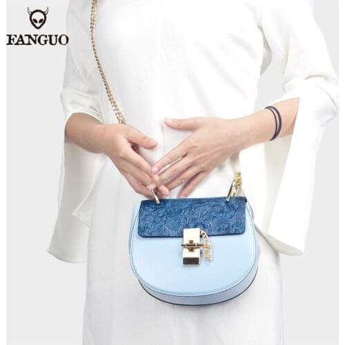 Handmade Leather Head Layer Cowhide Bags For Women Messenger Women Chain Bags Shoulder Womens Saddle Bag Retro Fashion Simple