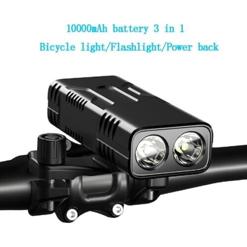 3-in-1 10000mAh Bicycle Light USB Rechargeable Lamp Bike Front Light Cycling IPX5 Waterproof Bicycle Headlight Bike Accessories