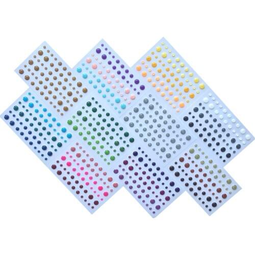 Pack of 10) self adhesive resin stickers glitter enamel dots scrapbooking