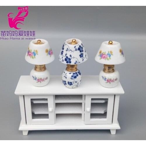 Mini Vintage ceramic table lamp for doll house decoration for 1/6 1/8 ob11 blythe barbie doll accessories