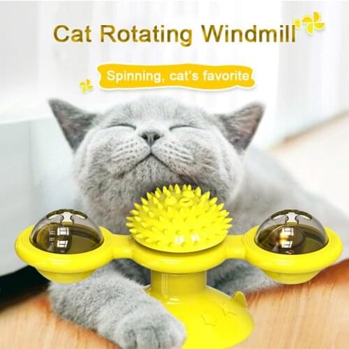 Cat Toy Interactive Windmill Rotatable Lighted Cats Toys with Catnip Teeth Cleaning Training Dog Puppies toy Pet Supplies