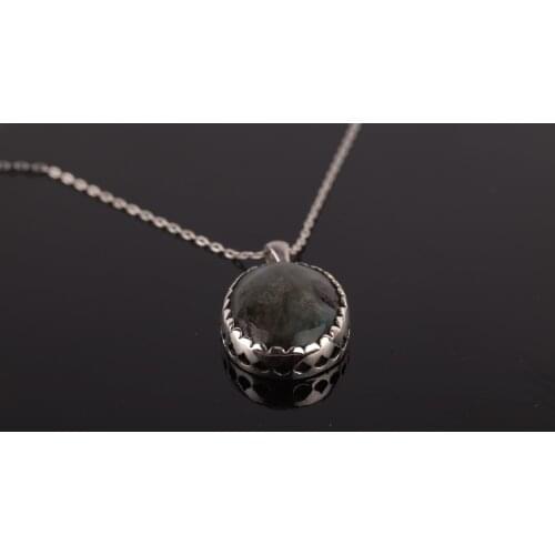 UM US JEWELRY Labradorite Gemstone 925 Sterling Silver Necklace