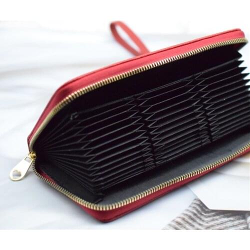Women/men Business Card Holder Red/coffee/back Passport Cover Bank/credit Card Holder Case with 36 Bits Long Card Wallet